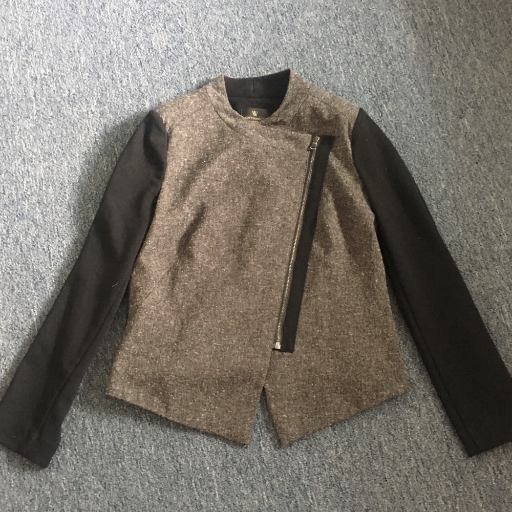 Classy zip up jacket, black w/grey pattern - Picture 2 of 4